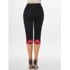 Plaid Print Mock Button Crisscross Faux Twinset T Shirt And High Waist Capri Leggings Set Summer Outfit - multicolor S