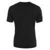 T-shirt D'Eté Décontracté Applique Plissé en Couleur Unie à Manches Courtes à Col Rond - Noir S