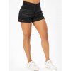 Summer Denim Shorts Pockets Ripped Frayed Zipper Fly Trendy Casual Shorts - BLACK M