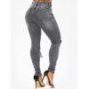 Lace Up Skinny Jeans Zipper Fly Pockets Hollow Out Casual Long Denim Pants - GRAY 27