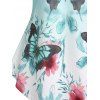 Flower Butterfly Print Crisscross Tank Top And High Waist Skinny Capri Leggings Summer Outfit - multicolor S