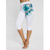 Flower Butterfly Print Crisscross Tank Top And High Waist Skinny Capri Leggings Summer Outfit - multicolor S