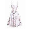 Floral Print A Line Sundress Bowknot Surplice T Shirt And Faux Twinset T Shirt With Feather Tassel Beaded Earrings Outfit - LIGHT PINK S