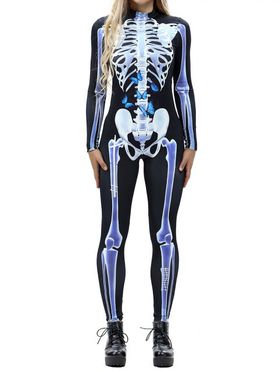 Combinaison D'Halloween Décolleté Plongeant à Imprimé Papillon et Squelette 3D