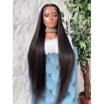 

13*4 Lace Front Straight 180% Human Hair Wig, Black