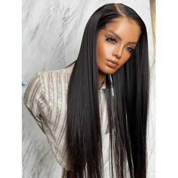 

4*4 Lace Front 150% Human Hair Straight Wig, Black