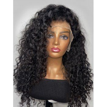 

13*4 Lace Front 180% Human Hair Afro Curly Wig, Black