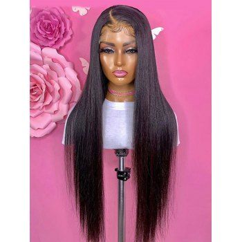 

4*4 Lace Front 180% Straight Free Part Human Hair Wig, Black