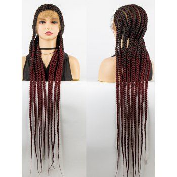 

Lace Front Braids None Part 150% Long Heat Resistance Synthetic Wig, Multicolor a