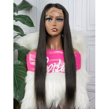 

Straight 130% Human Hair 4*4 Lace Front Wig, Black