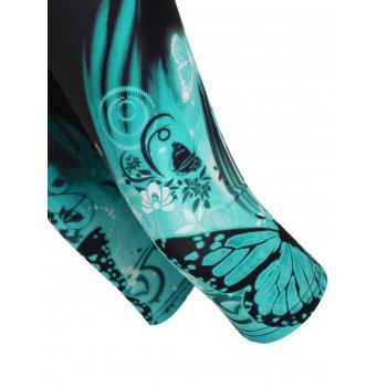 Plus Size Capri Leggings Butterfly Flower Print High Waist Cropped Leggings