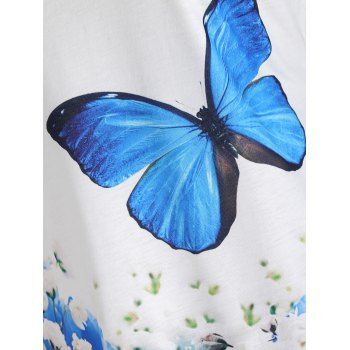Vacation T Shirt Butterfly Flower Print Cottagecore T-shirt Short Sleeve Allover Printed Tee