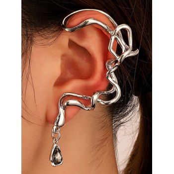 Fashion Women Single Ear Cuff Irregular-shaped Faux Gem Droplet Creative Ear Cuff Jewelry Online Silver