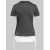 Plus Size Faux Twinset T Shirt Colorblock Crossover Twofer T-shirt Short Sleeve Curve 2 In 1 Tee - DARK GRAY 3X