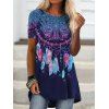 Casual T Shirt Printed T Shirt Short Sleeve Round Neck Loose High Low Summer T Shirt - multicolor B 2XL
