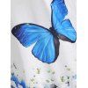 T-shirt de Vacances à Imprimé Fleur et Papillon à Manches Courtes - Bleu S