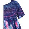 T-shirt D'Eté Décontracté Haut Bas Imprimé Manches Courtes à Col Rond - multicolor A XL