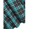 Vintage Dress Plaid Print Off The Shoulder Dress Crossover Belt A Line Dress - GREEN L