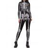 Combinaison D'Halloween Gothique à Imprimé 3D Squelette Zippée Au Dos à Manches Longues à Col Haut - Noir XL