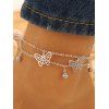 Beach Anklet Solid Color Hollow Out Butterfly Charms Rhinestone Layered Vacation Ankle Chain - GOLDEN 