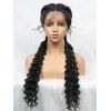 Lace Front Curly Braids Middle Part Long Heat Resistance Synthetic Wig - BLACK 28INCH