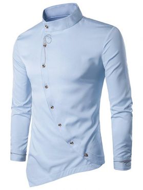 Metallic Thread Embroidered Asymmetrical Button Shirt