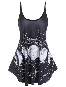 Summer Tank Top Moon Phase Star Graphic Tank Top Backless Long Tank Top