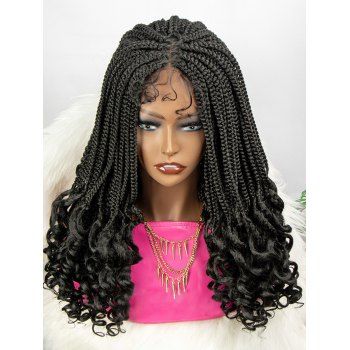 

4*4 Lace Front Heat Resistant Synthetic Braid Wavy Wig, Black