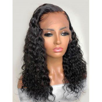 

150% Human Hair Wig 13*4 Lace Front Curly Bob Wig, Black