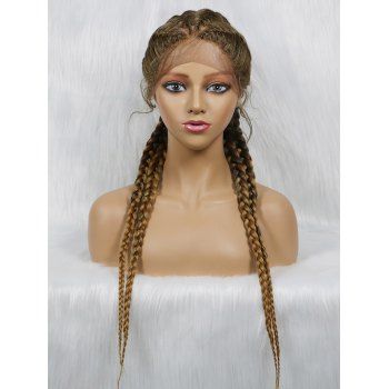 

13*4 Lace Front Braids 24 Inch Long Heat Resistance Synthetic Wig, Camel brown