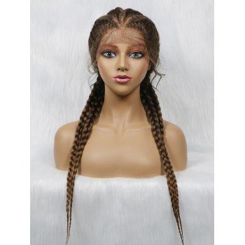 

13*4 Lace Front Heat Resistant Synthetic Long Braids Wig, Wood
