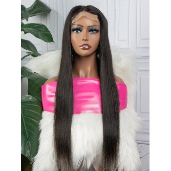 

Straight 130% Human Hair 4*4 Lace Front Wig, Black