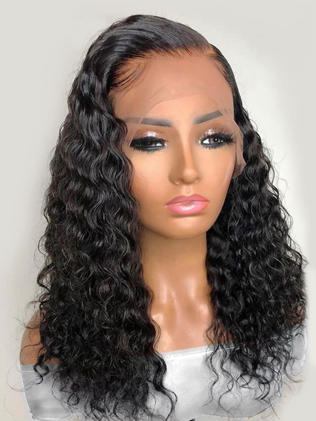 150% Human Hair Wig 13*4 Lace Front Curly Bob Wig - BLACK 12INCH