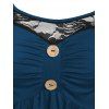 Lace Panel O Ring Skirted Tank Top - DEEP BLUE XL
