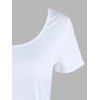 T-shirt Long de Couleur Unie et Jupe Fendue Vintage à Carreaux à Manches Courtes en Ligne A - Blanc M