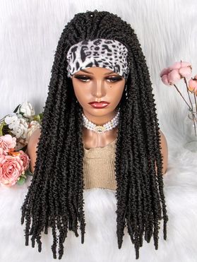 Braids 22 Inch Long Heat Resistance Synthetic Wig With Leopard Print Band