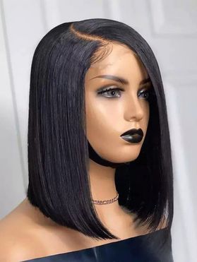 150% Human Hair 4*4 Lace Front Straight Bob Wig