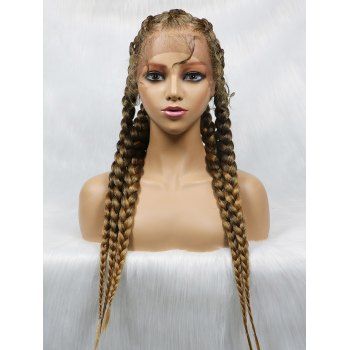 

13*4 Lace Front Braids 24 Inch Long Heat Resistance Synthetic Wig, Camel brown