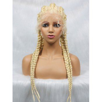 

13*4 Lace Front Braids 24 Inch Heat Resistance Synthetic Wig, Golden