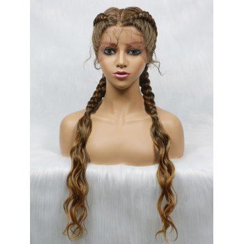 

Long Braids Heat Resistant Synthetic Lace Front Wig, Multicolor a