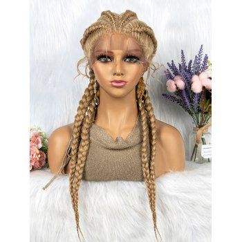 

Lace Front Braids 24 Inch Long Heat Resistance Synthetic Wig, Multicolor a