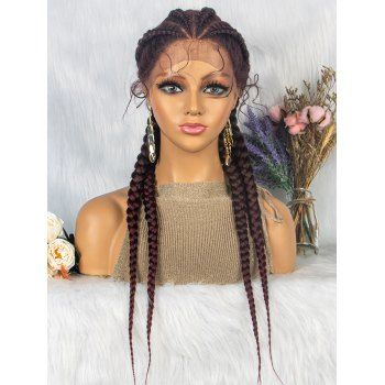 

Lace Front Braids 24 Inch Long Heat Resistance Synthetic Wig, Multicolor a