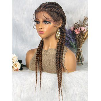 

Lace Front Braids 24 Inch Long Heat Resistance Synthetic Wig, Multicolor a
