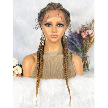 

Lace Front Braids 24 Inch Long Heat Resistance Synthetic Wig, Multicolor a