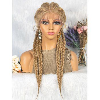 

Lace Front Braids 24 Inch Long Heat Resistance Synthetic Wig, Multicolor a