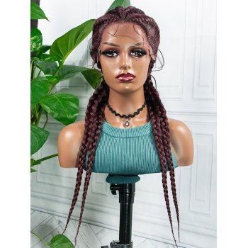 

Lace Front Braids 24 Inch Long Heat Resistance Synthetic Wig, Multicolor a