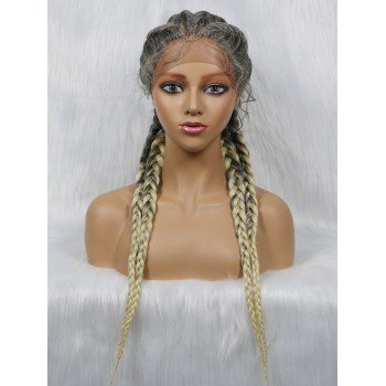 

13*4 Lace Front Heat Resistant Synthetic Long Ombre Braid Wig, Champagne gold
