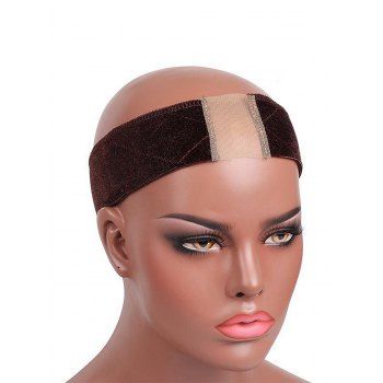 

Lace Velour Wig Net Cap Adjustable Sticker Band, Deep coffee