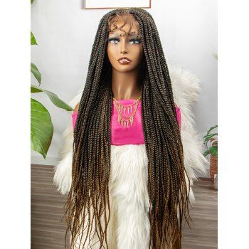 

4*4 Lace Front Braids See Through Bang 36 Inch Ultra Long Heat Resistance Synthetic Wig, Camel brown