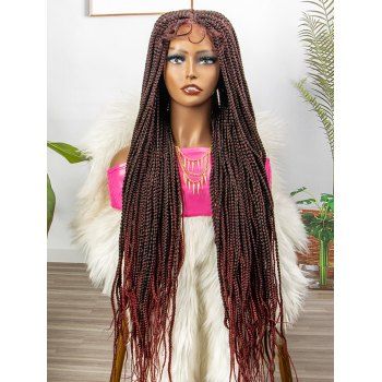 

4*4 Lace Front Braids 36 Inch Ultra Long Heat Resistance Synthetic Wig, Red wine